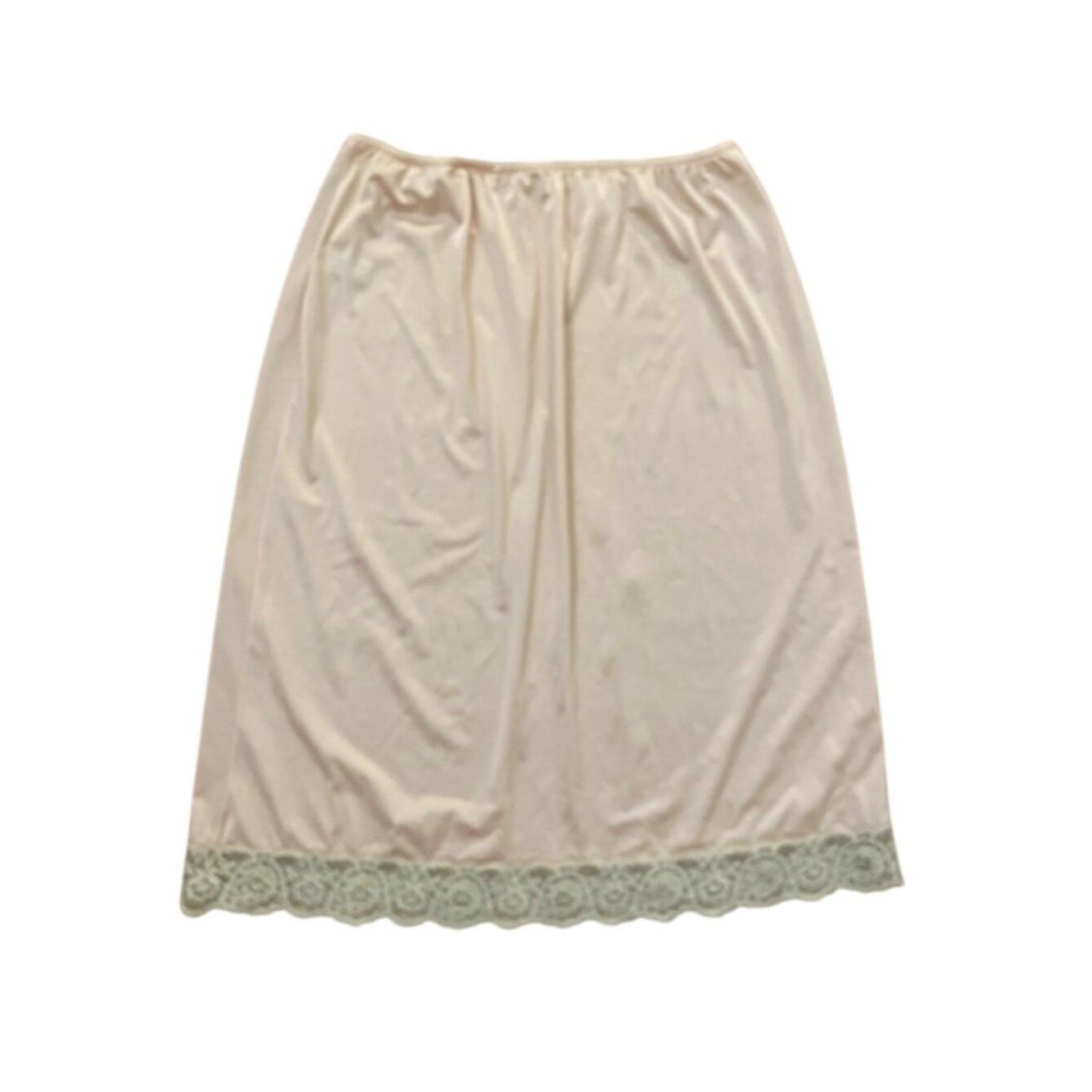 Vtg Christian Dior Intimates Pink Lace Trim Half Slip Skirt Nylon Usa 86001 L